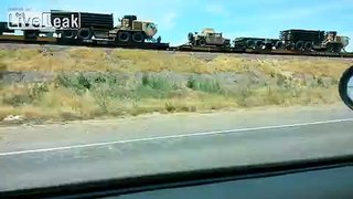Military Transport train in California. Destination: Eastern Europe?