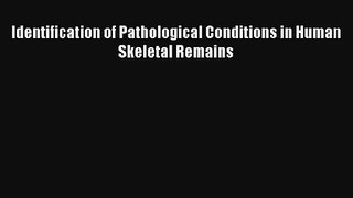 Identification of Pathological Conditions in Human Skeletal Remains Read Download Free