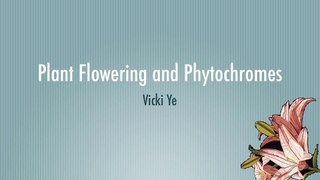Flowering & Phytochrome