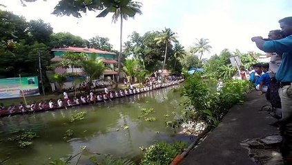 Training for the snake boat race in Kumarakom, Kerala
