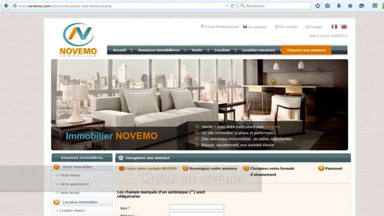 Septembre Octobre Immobilier : Déposer une petite annonce immobilière de vente / Location - Bon plan immobilier