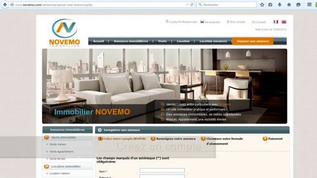 Septembre Octobre Immobilier : Déposer une petite annonce immobilière de vente / Location - Bon plan immobilier