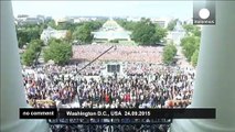 Pope Francis salutes crowds outside US Congress