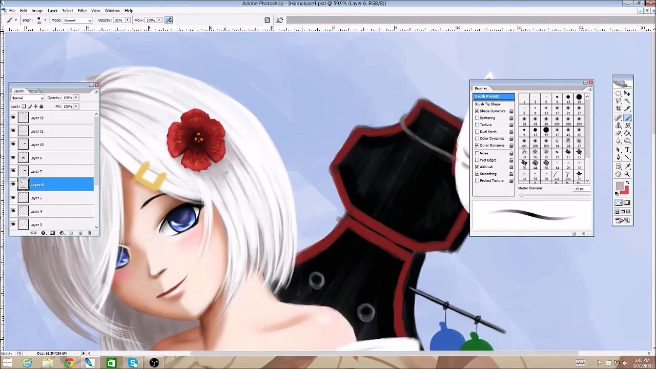 Yukata Hamakaze (KanColle) -- Speed Painting!