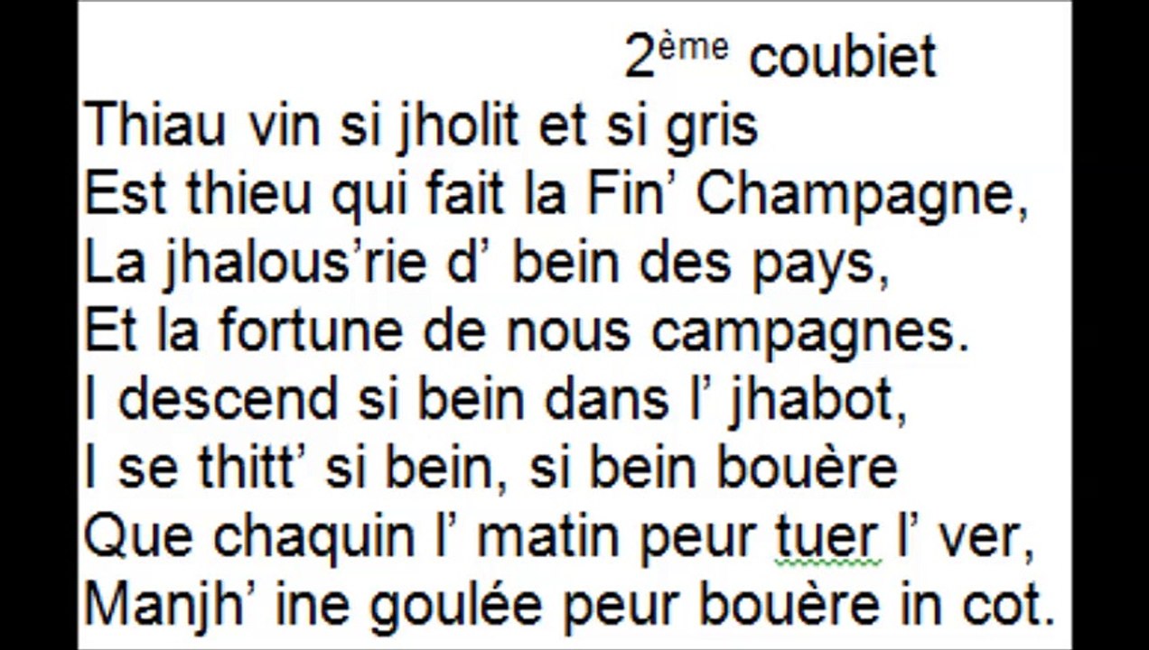 La chanson daû vin bian