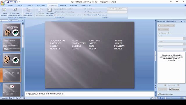 TEST DE MEMOIRE AUDITIVE ET VISUELLE 1