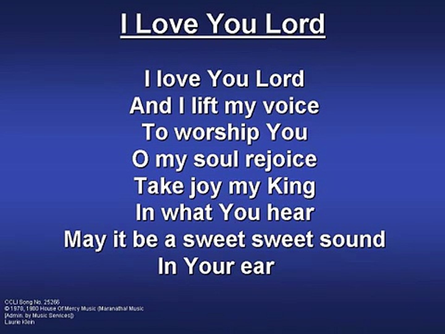 I Love You Lord Worship Song