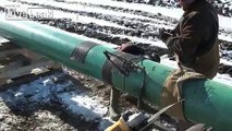 Pipeline Welding - Fill and Cap, complete set-up.