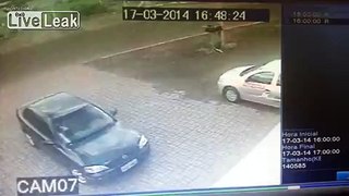 Car hits cyclist and leaves a mattress to cushion the fall!