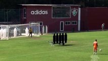 Funny football Ronaldinho scores an incredible free kick in Fluminense training 2015