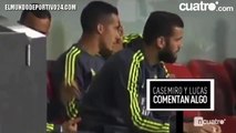 Casemiro y Lucas Vázquez se ríen de la derrota del Barça en el banquillo de Bilbao