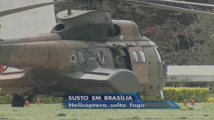 Helicóptero que transportava a presidente Dilma solta fogo antes de decolar