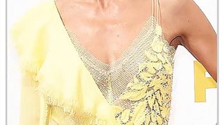 Heidi Klum Stuns in Sheer Yellow Dress on Emmys 2015 Red Carpet