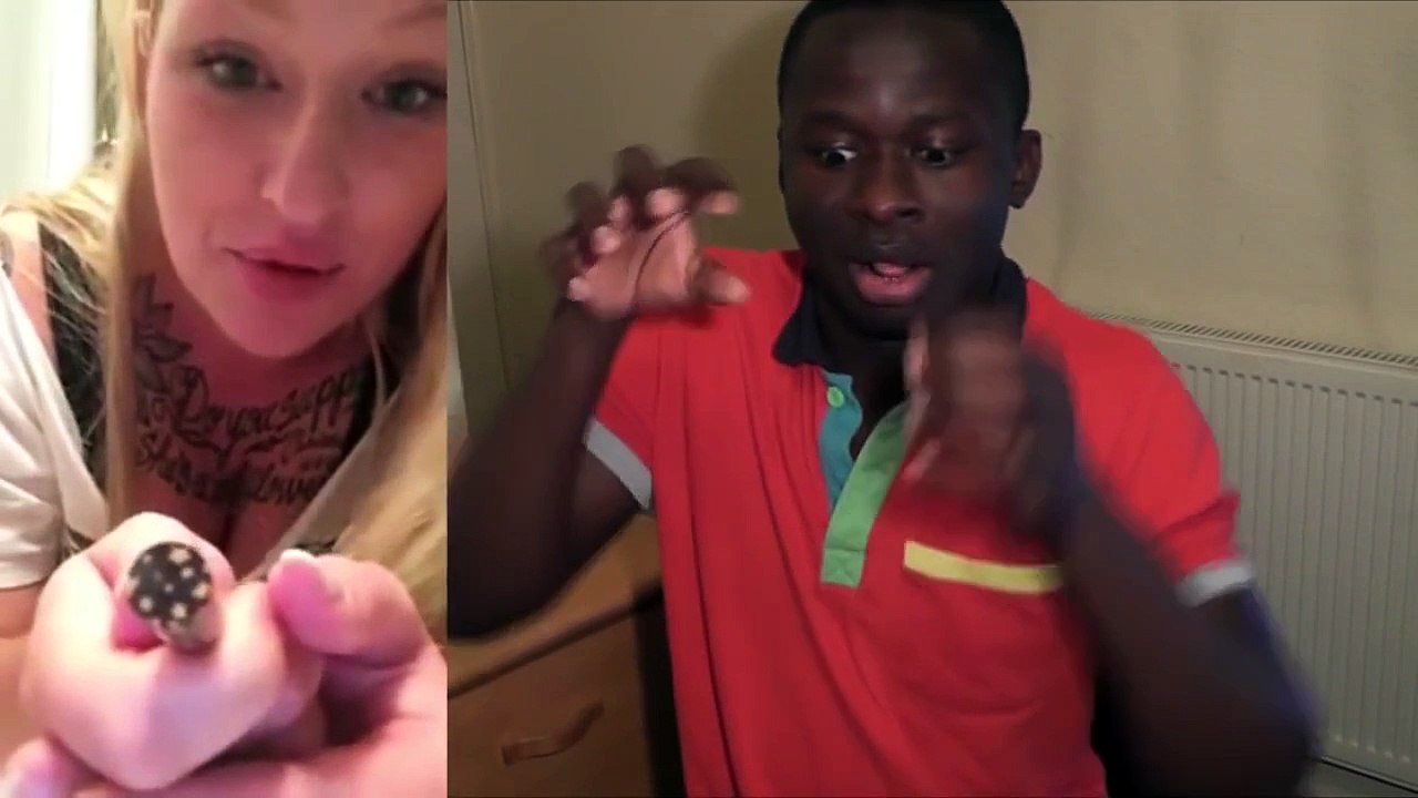 Girl Puts Long Black Thing in Her Hole