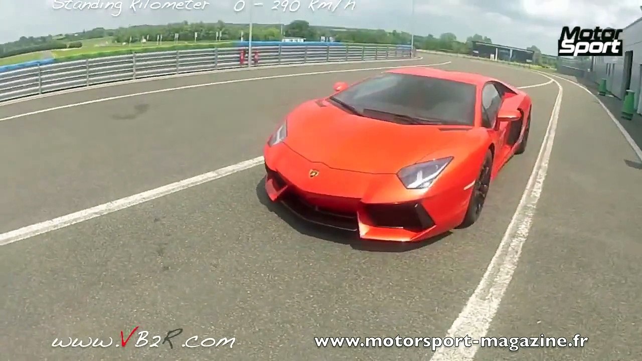 Acceleration lamborghini Aventador  0-290 km-h LP 700-4 . full speed . standing kilometer (gopro)