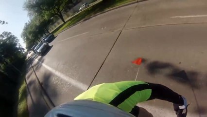 Crazy Biker Bitches and harasses drivers "You touched my flag!!!"
