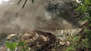 Blowing up a huge rock