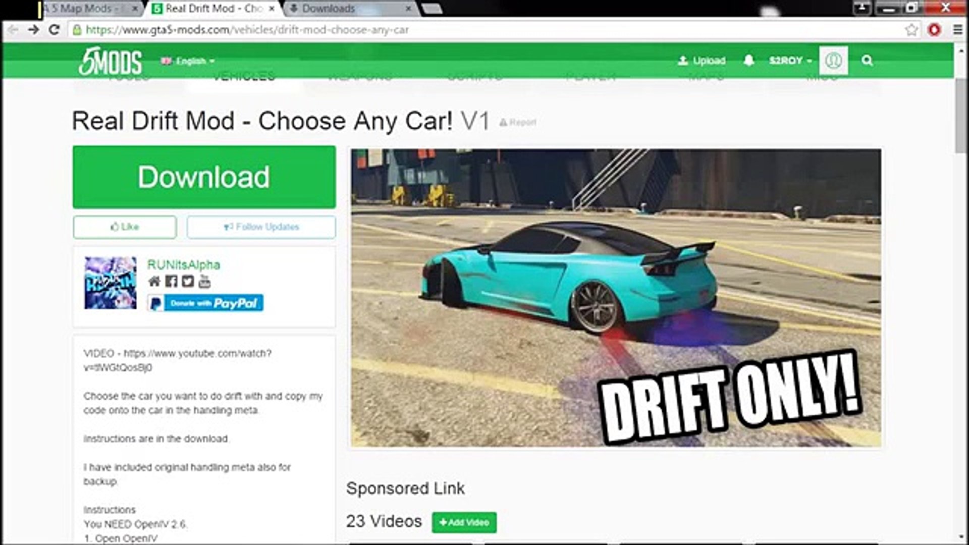 Easy How To Drift Mod Gta 5 Select What Car You Want To Drift Dailymotion Video