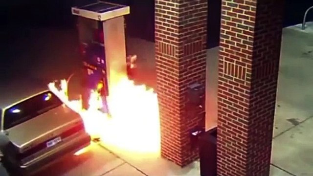 CRAZY MAN SETS PETROL STATION ON FIRE TRYING TO KILL SPIDER