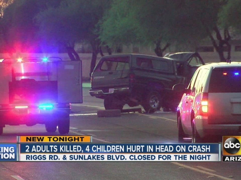 Two adults killed, four children hurt in crash