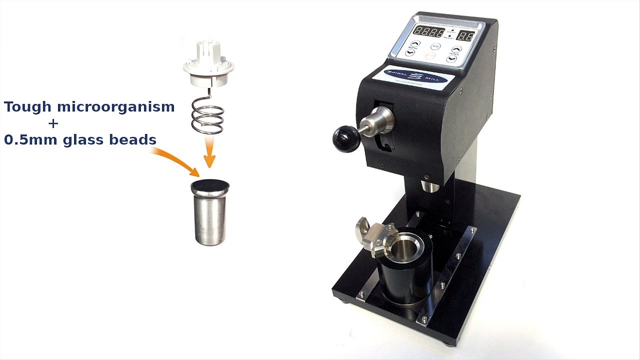 Cooled bead beater for protein extraction from tough microorganisms