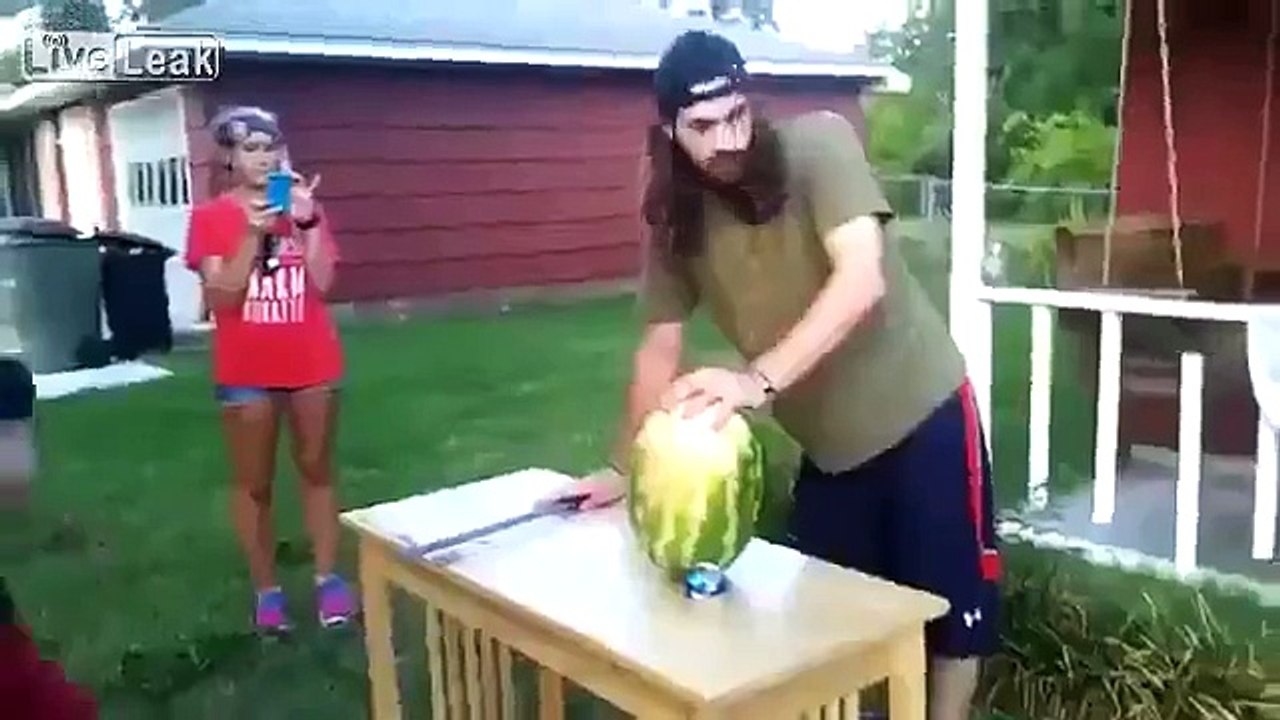 Darwin award goes to Mullet Guy (Think it's gonna need a stitch or 10)