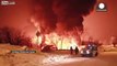 Amateur video of huge flames, smoke as fuel tanks derail in Kirov, Russia