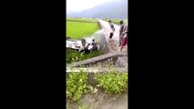 Huge Rally Car Fail during race in Taiwan! Missed Turn ends on Rice Fields