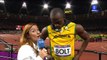 Usain Bolt stops interview to respect the U.S. anthem