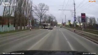 LiveLeak.com - Car Crashes into the back of a Bus