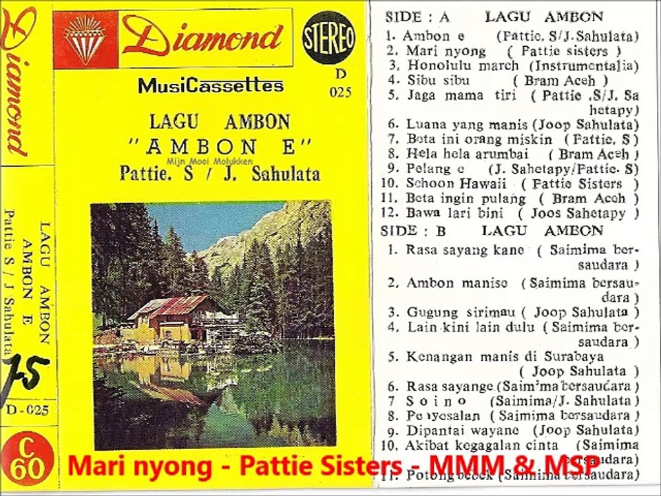 Mari nyong - Pattie Sisters - kaset lagu Ambon