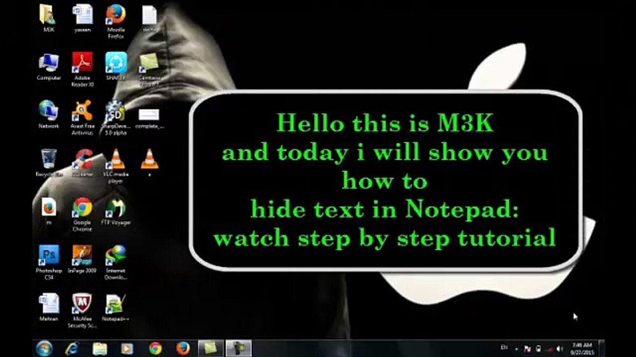 Hidden writing in notepad