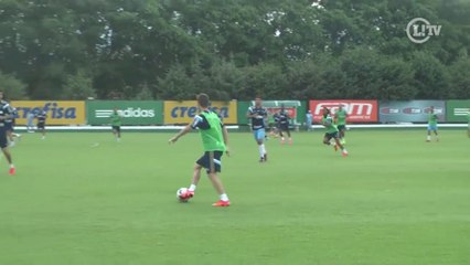 Liberado para jogo, Fellype Gabriel 'voa' e treina bem no Verdão