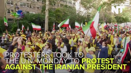 Tải video: Demonstrators Gather Outside U.N. To  Protest Iranian President