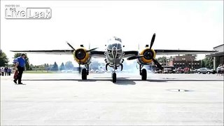 North American B-25 Mitchell Engine Start.