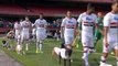 Sao Paulo players comes on the pitch with dogs before Palmeiras game