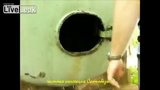 Man cool sings to an empty tank.