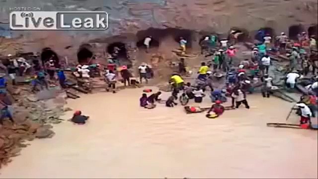 LiveLeak Illegal Columbian Gold Mine Wall Collapses Flooding Minesite