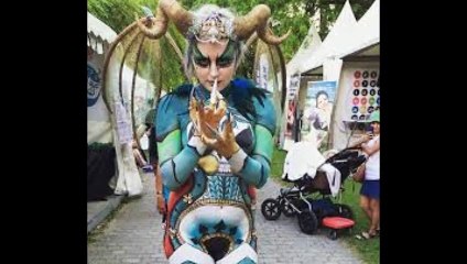 Beautiful girls with  angel body paint