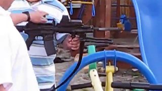 Salvadoran Immigrants Firing AR-15 Rifle In Their Boston, Massachussetts Backyard