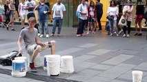 Street Performer Displays Amazing Drumming skills - Never Saw before