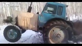 VODKA FUELLED TRACTOR VS  TRAILER WITH LOGS
