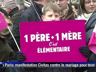 Les anti-mariage gay chantent la famille "papa-maman" dans les rues de Paris