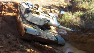 M1 Abrams stuck in mud.