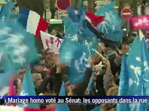 Mariage homosexuel: le texte adopté au Sénat, des milliers d'opposants dans la rue