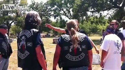 Man Challenges Biker Gang At Friends Burial - He Wants To Fight All Of Them