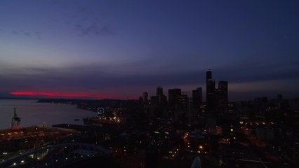 Drone captures beautiful Seattle sunset