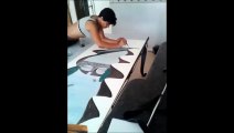 croquis trompe l'oeil projet fresque stree-art tatatron linda 3D