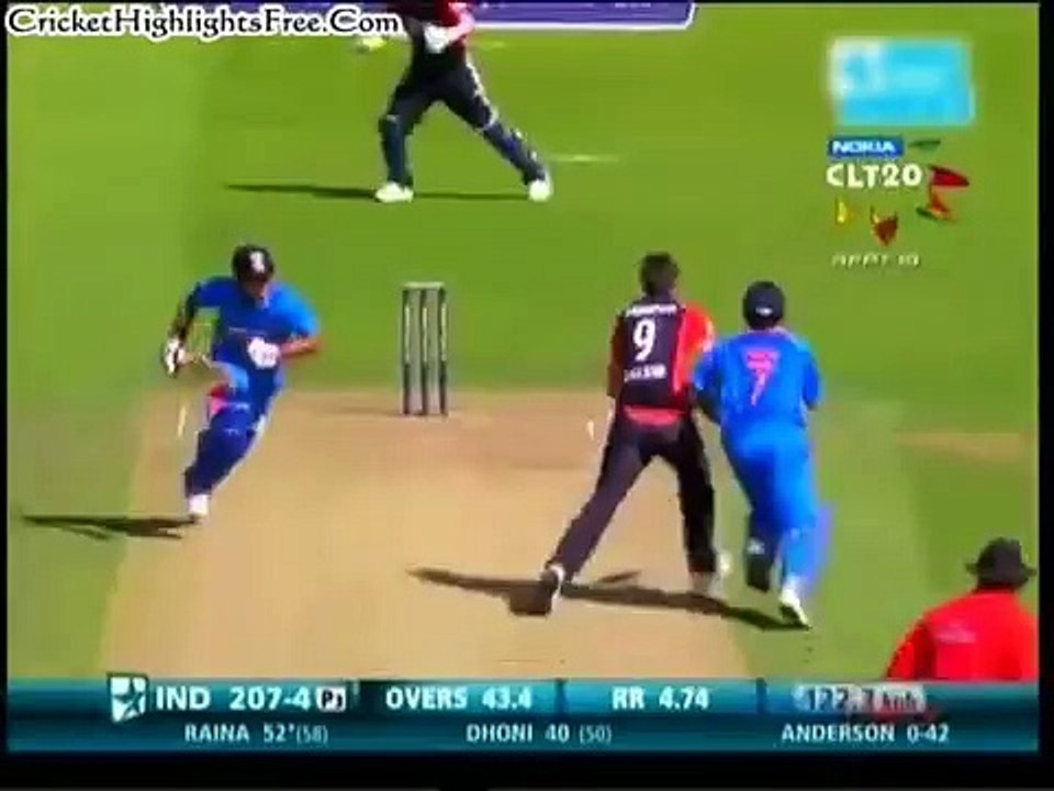 MS Dhoni hits James Anderson Rugby style who tr...