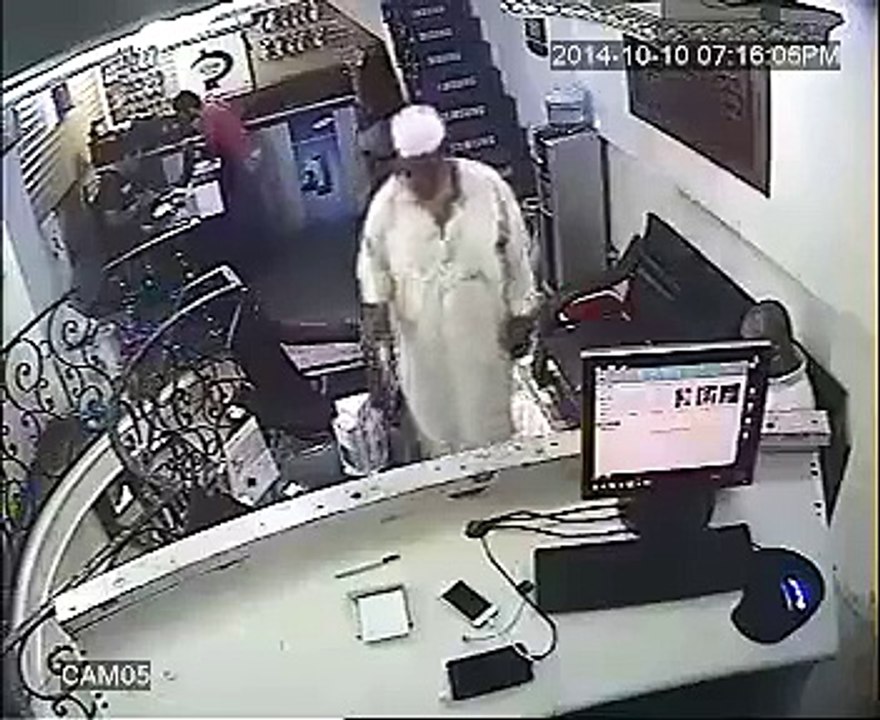 old man pilferage in a shop.